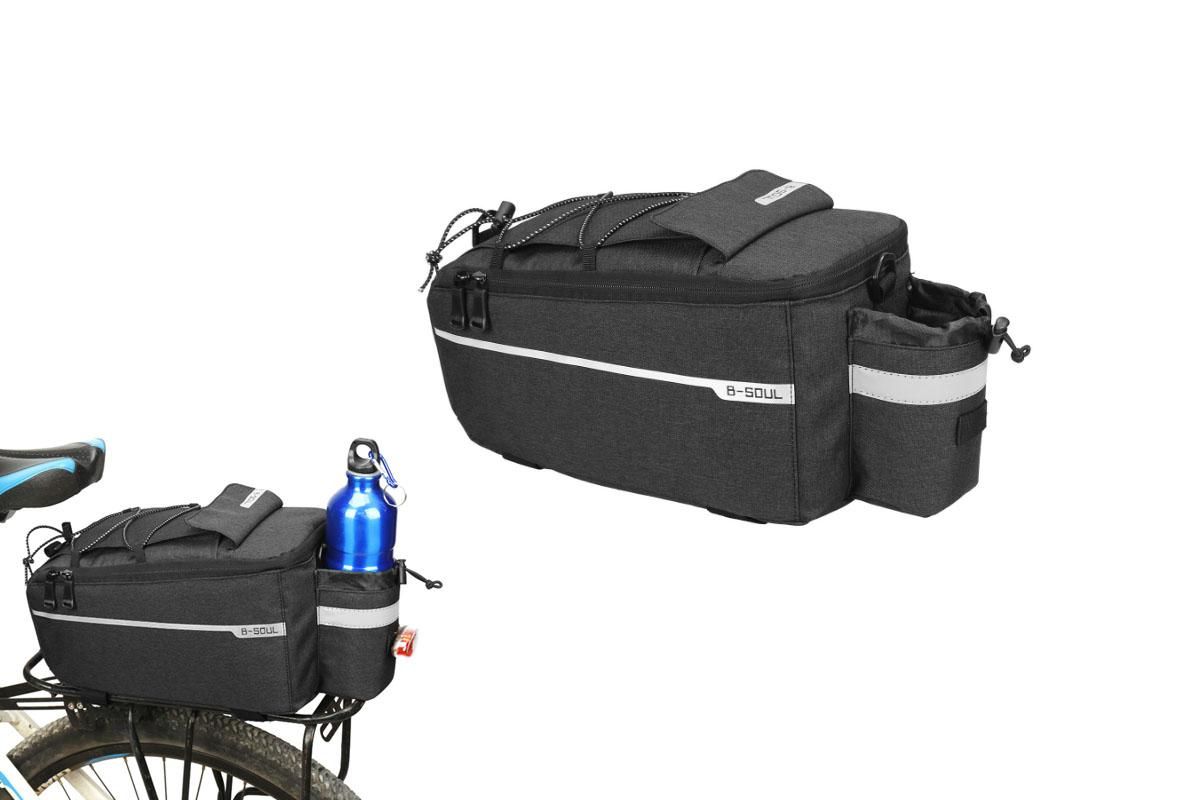 Cycling Rear Rack Water-resistant Storage Bottle Luggage Bag Bike Rear Pannier Bag - Black - Image 1