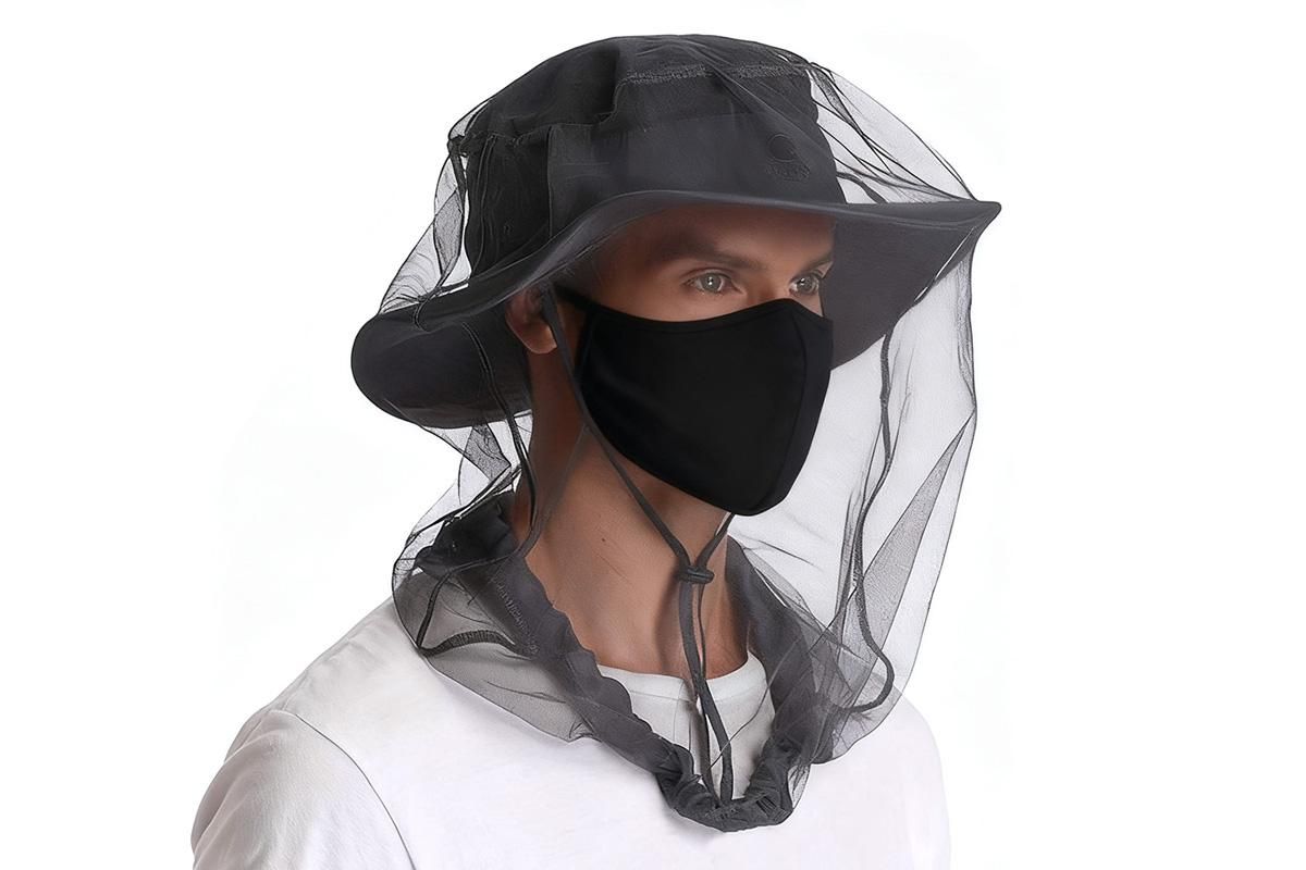 5Pcs Mosquito Head Net Bug Net Hat for Camping Hiking Fishing Gardening - Black - Image 4