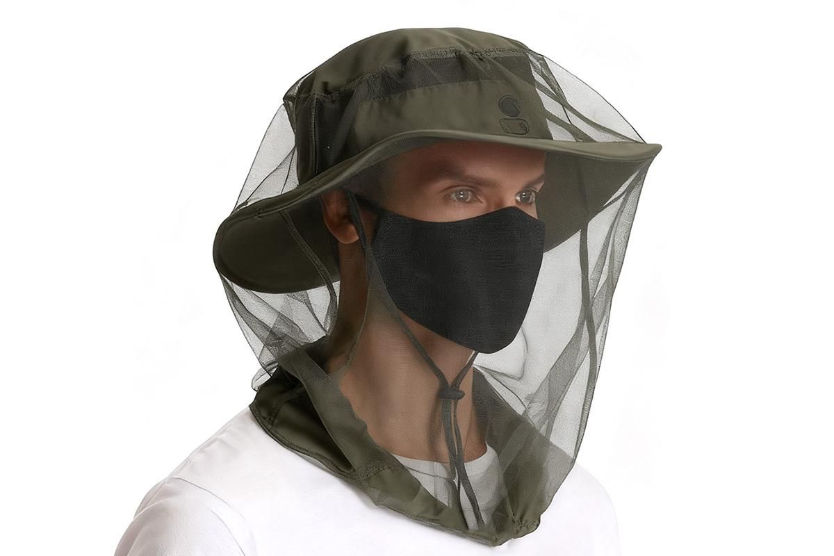5Pcs Mosquito Head Net Bug Net Hat for Camping Hiking Fishing Gardening - Army Green - Image 4