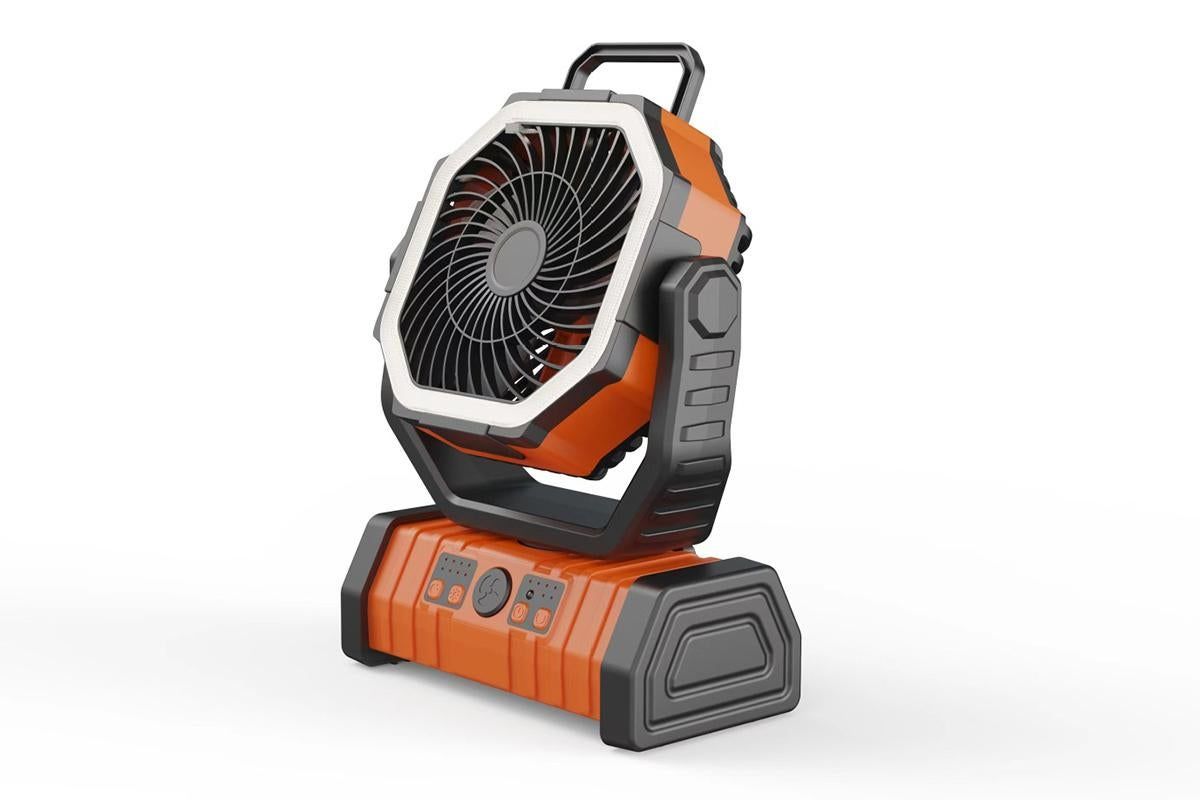 Portable Camping Fan with Light Large Capacity Outdoor Rechargeable Tent Fan - Orange - Image 1