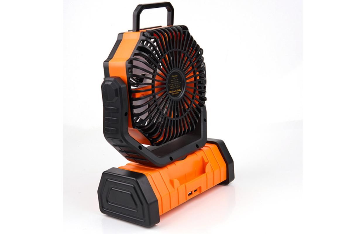 Portable Camping Fan with Light Large Capacity Outdoor Rechargeable Tent Fan - Orange - Image 3