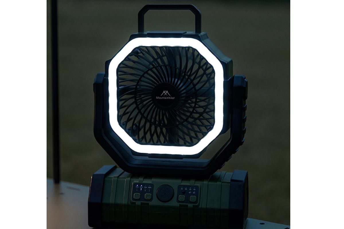 Portable Camping Fan with Light Large Capacity Outdoor Rechargeable Tent Fan - Army Green - Image 4