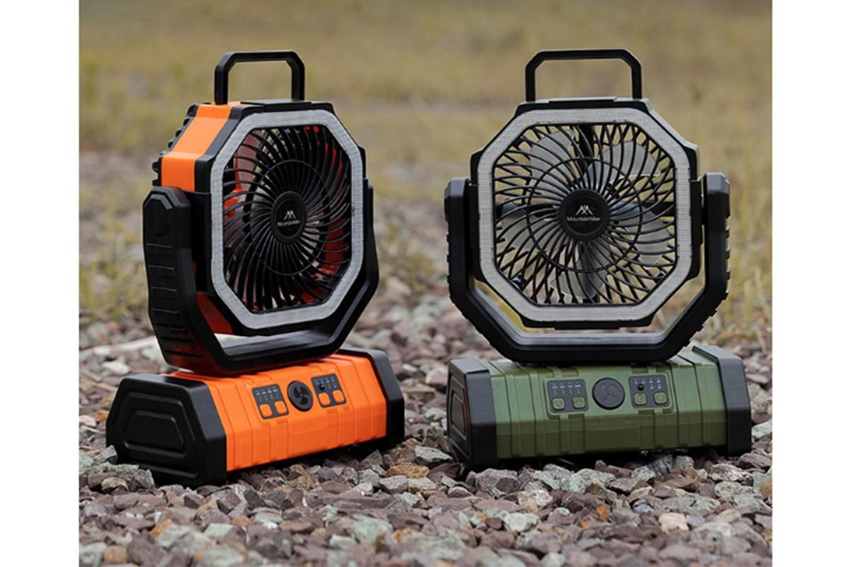 Portable Camping Fan with Light Large Capacity Outdoor Rechargeable Tent Fan - Army Green - Image 5