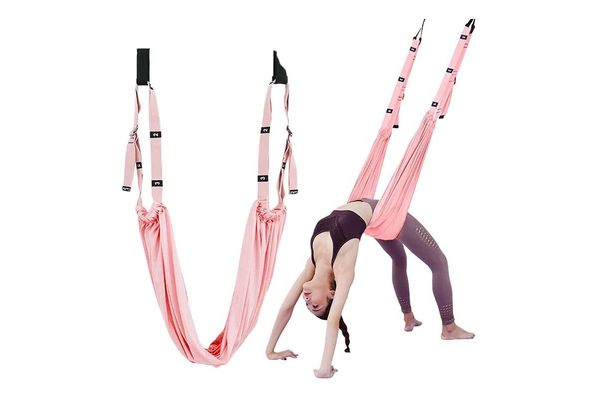 Stretching Exercise Belt Ballet Band Leg with Door Anchor Flexibility Trainer for Dance Aerial Yoga Ballet -Pink - Image 1