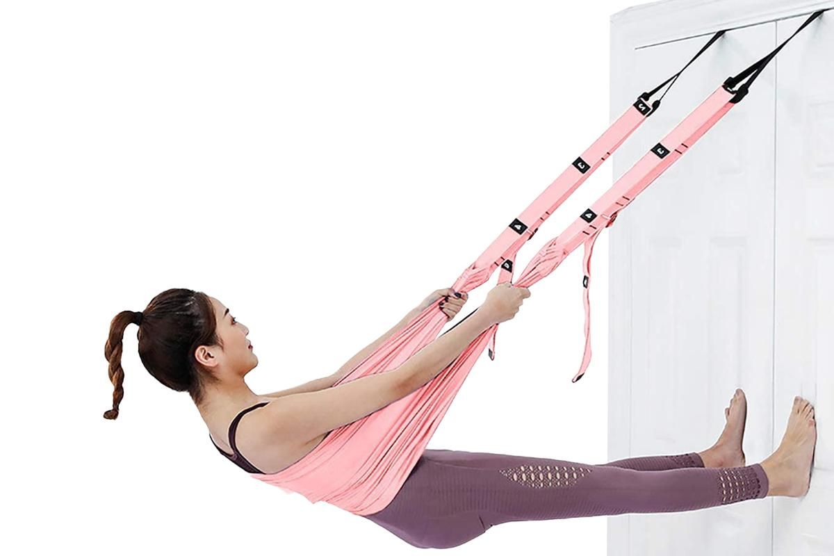 Stretching Exercise Belt Ballet Band Leg with Door Anchor Flexibility Trainer for Dance Aerial Yoga Ballet -Pink - Image 4