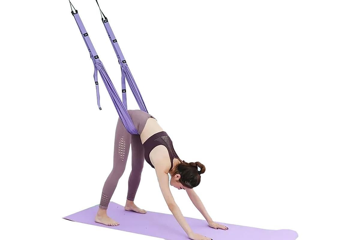 Stretching Exercise Belt Ballet Band Leg with Door Anchor Flexibility Trainer for Dance Aerial Yoga Ballet -Purple - Image 3