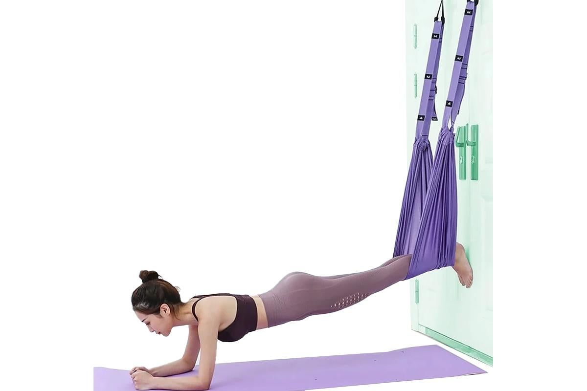 Stretching Exercise Belt Ballet Band Leg with Door Anchor Flexibility Trainer for Dance Aerial Yoga Ballet -Purple - Image 4