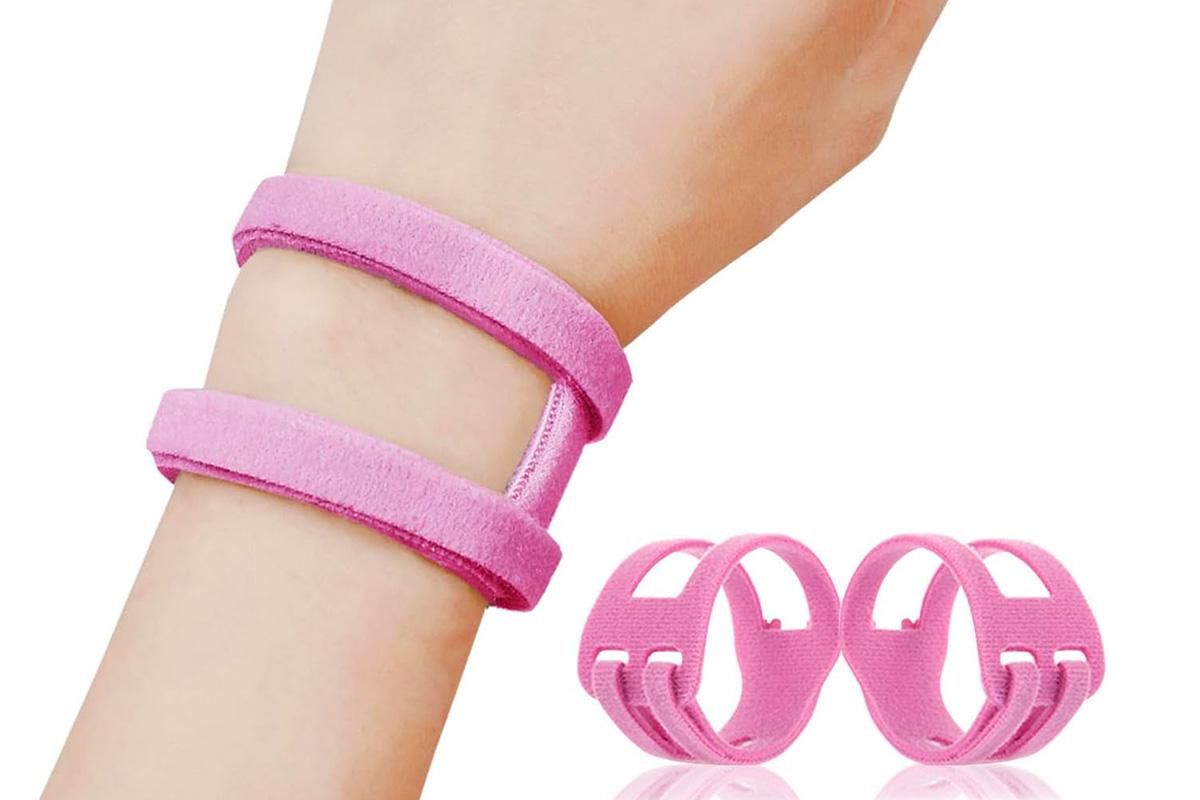 2PCS Ulnar Wrist Support Brace Adjustable for Sports Yoga Fitness - Pink - Image 3