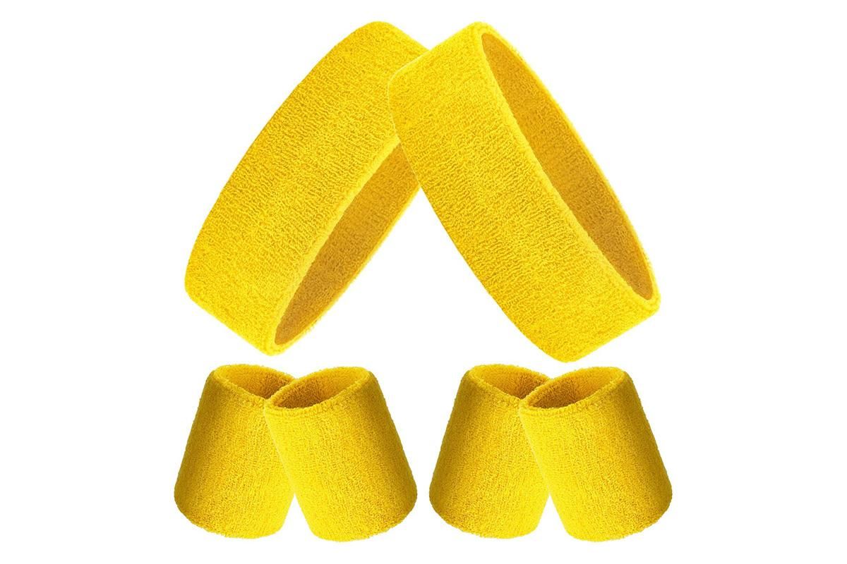 2 Pack Sweatbands Sports Headband for Tennis Badminton Yoga - Yellow - Image 2