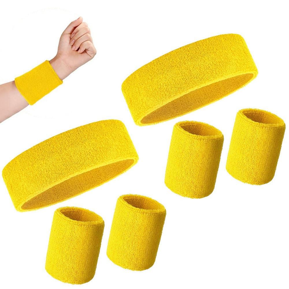 2 Pack Sweatbands Sports Headband for Tennis Badminton Yoga - Yellow - Image 7