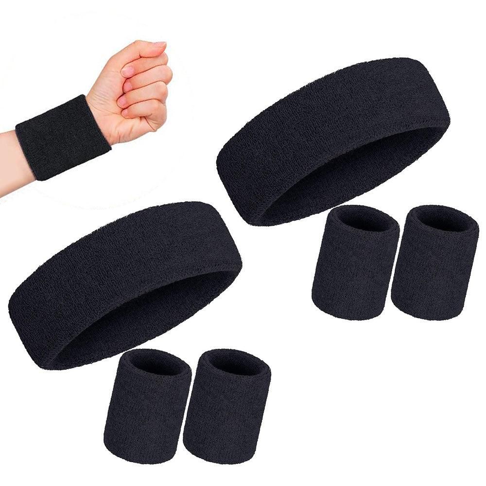 2 Pack Sweatbands Sports Headband for Tennis Badminton Yoga - Black - Image 7