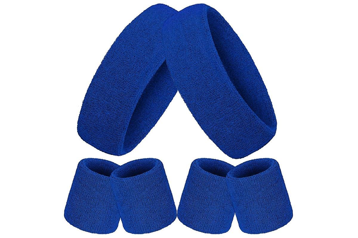 2 Pack Sweatbands Sports Headband for Tennis Badminton Yoga - Dark Blue - Image 2