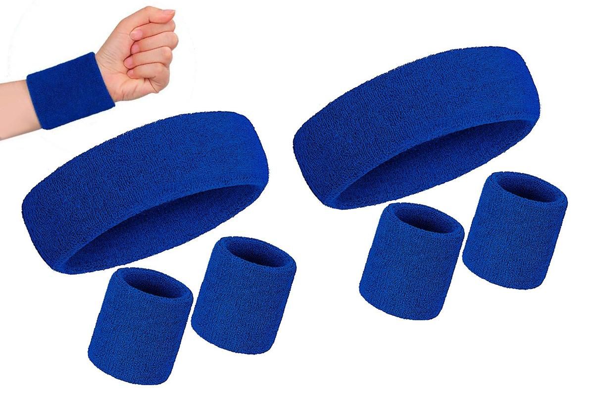 2 Pack Sweatbands Sports Headband for Tennis Badminton Yoga - Dark Blue - Image 3