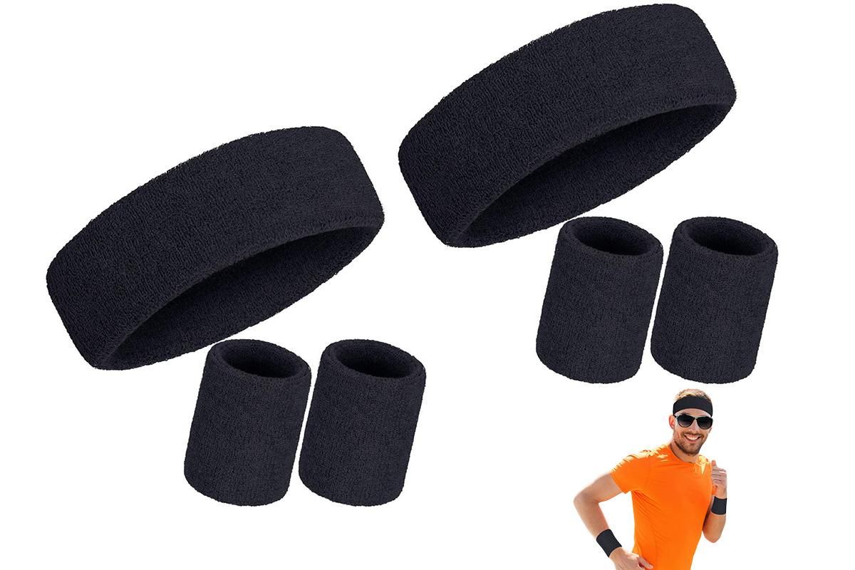 2 Pack Sweatbands Sports Headband for Tennis Badminton Yoga - Dark Blue - Image 8