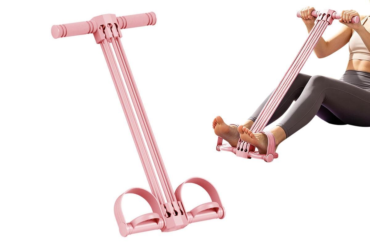 Pedal Resistance Band with Handles Adjustable Detachable Multifunction Pedal Resistance Band for Abs Arms Waist Legs Home Fitness - Pink - Image 1