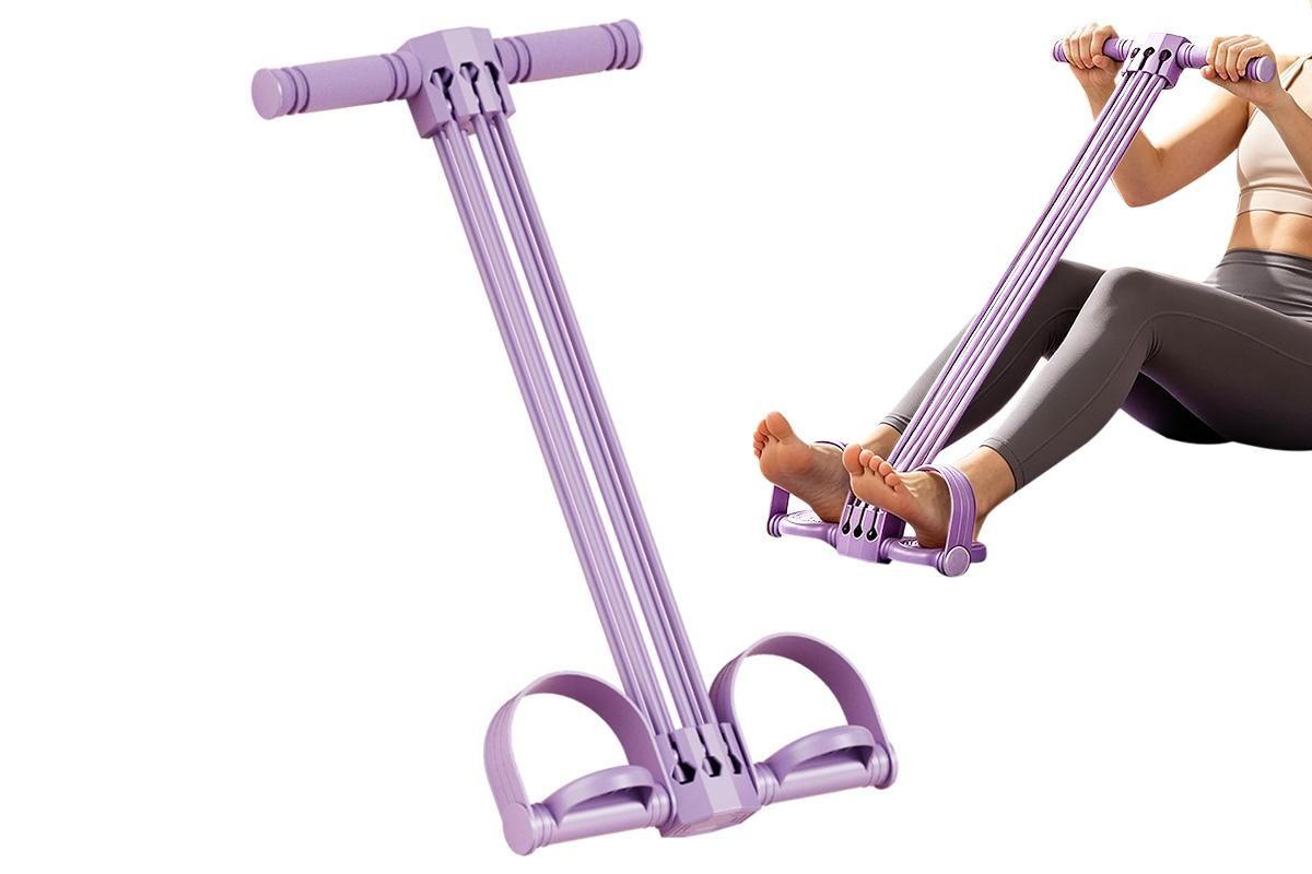 Pedal Resistance Band with Handles Adjustable Detachable Multifunction Pedal Resistance Band for Abs Arms Waist Legs Home Fitness - Purple - Image 1