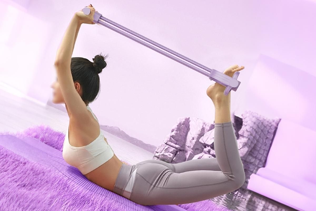 Pedal Resistance Band with Handles Adjustable Detachable Multifunction Pedal Resistance Band for Abs Arms Waist Legs Home Fitness - Purple - Image 3