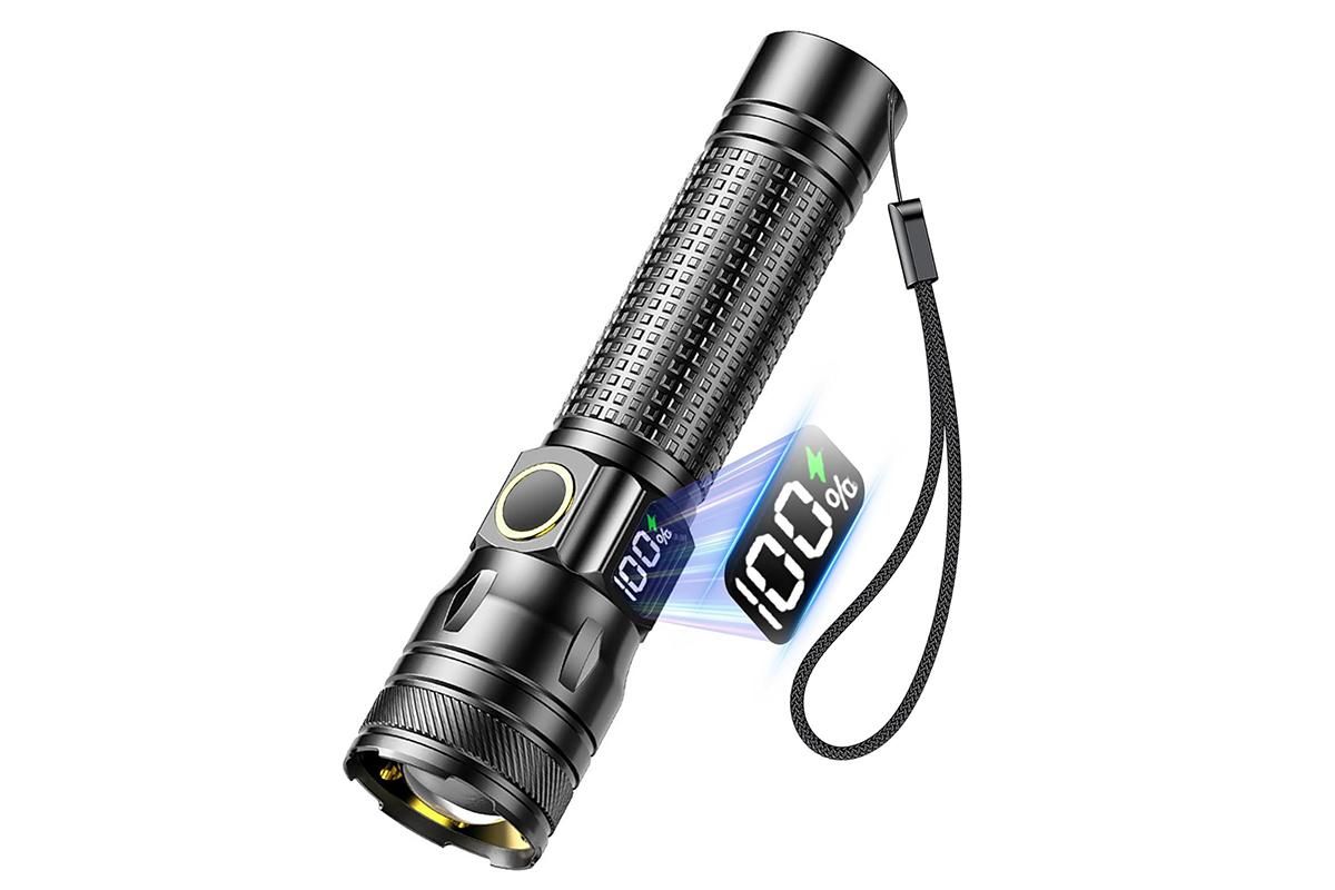 Rechargeable LED Flashlights with Digital Power Display Zoomable High Lumens Bright EDC Flashlight for Outdoor - Image 1