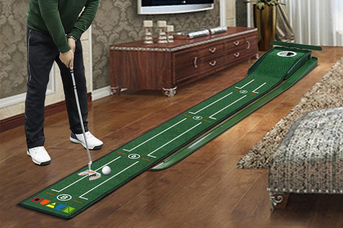 Practice Putting Mat Indoor Putter Trainer Mat 2.6m Auto-Return Golf Training Aid - Image 3