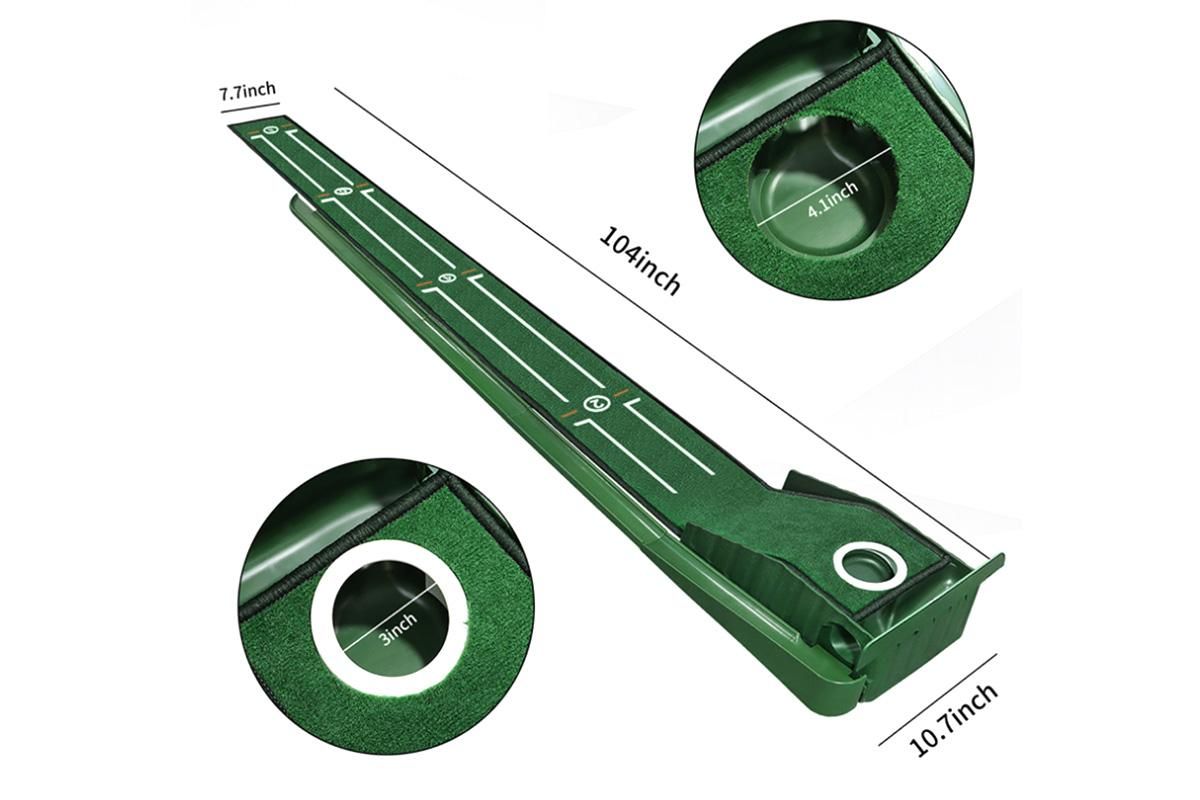 Practice Putting Mat Indoor Putter Trainer Mat 2.6m Auto-Return Golf Training Aid - Image 6