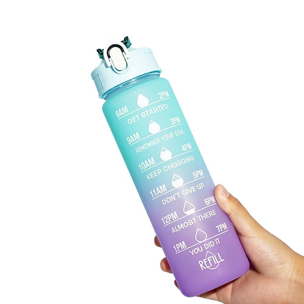 3-Piece Set Gradual-Color Motivational Water Bottles Set Sports Drinking Bottle with Time Markings Purple - Image 5