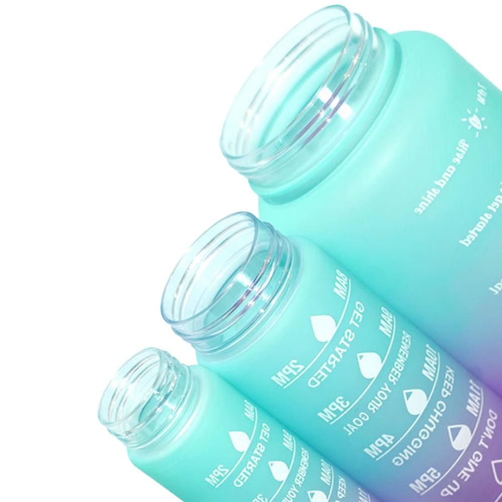 3-Piece Set Gradual-Color Motivational Water Bottles Set Sports Drinking Bottle with Time Markings Purple - Image 6