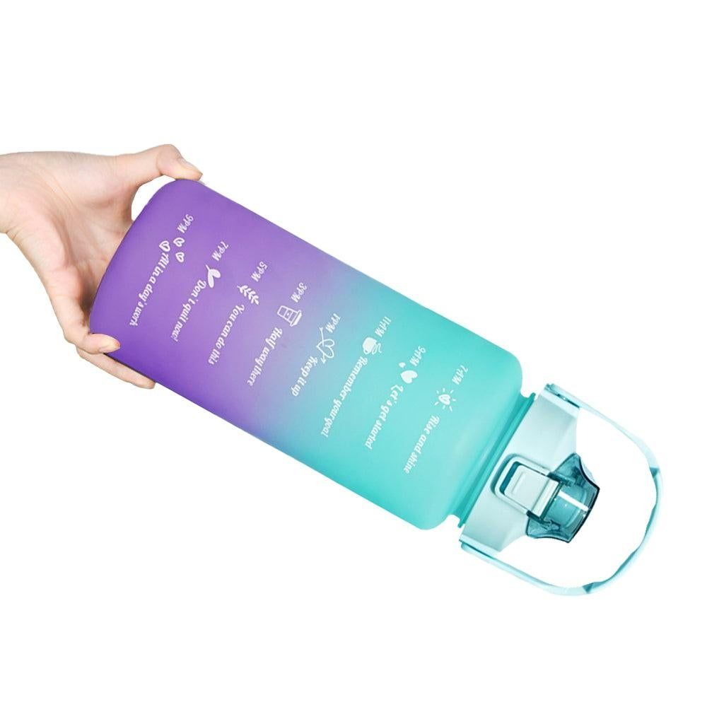 3-Piece Set Gradual-Color Motivational Water Bottles Set Sports Drinking Bottle with Time Markings Purple - Image 7