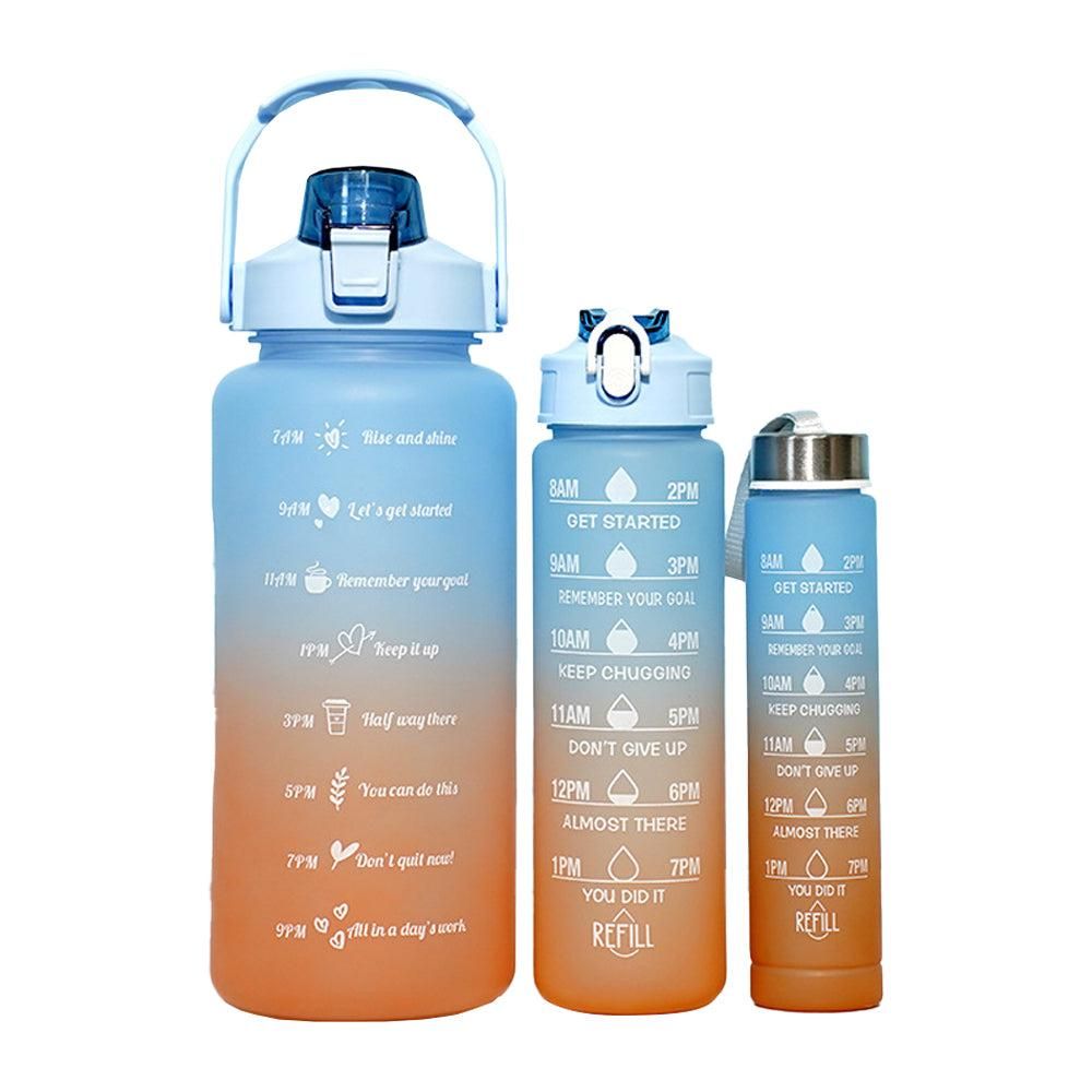 3-Piece Set Gradual-Color Motivational Water Bottles Set Sports Drinking Bottle with Time Markings Purple - Image 8