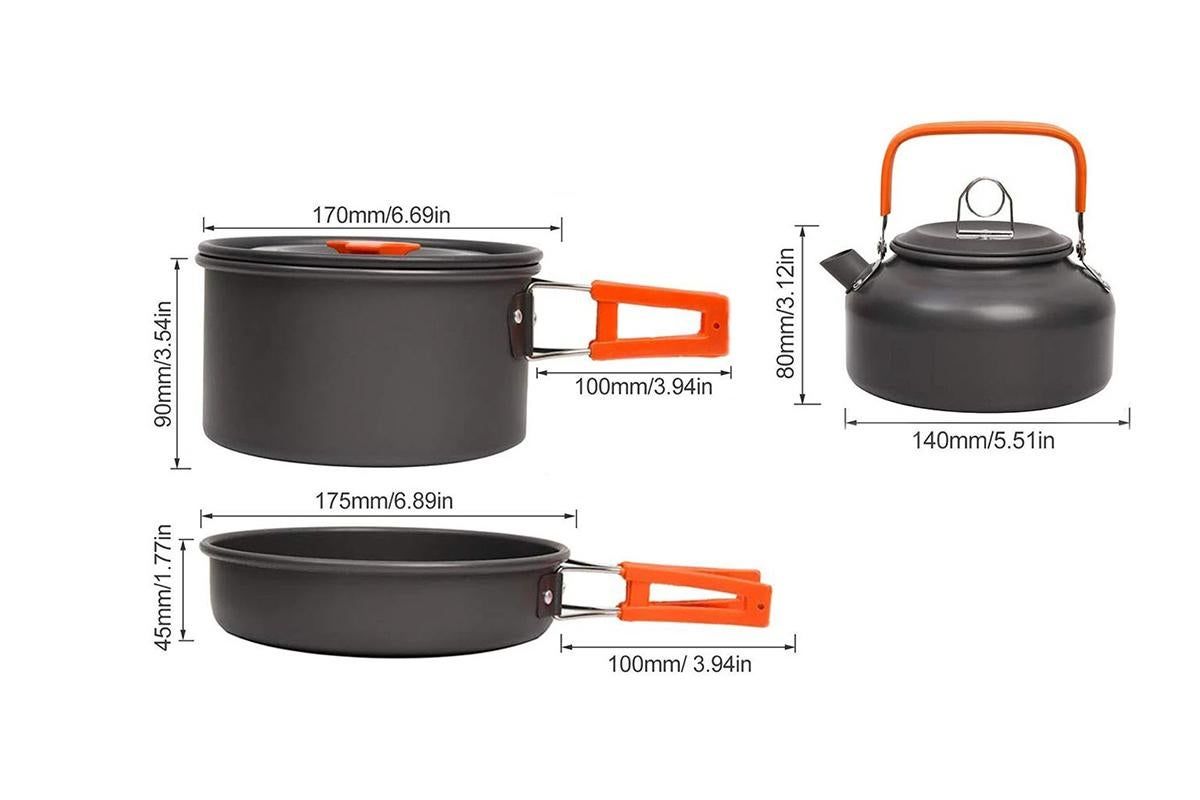 10Pcs Camping Cookware Mess Kit for Outdoor Camping Hiking Picnic -Orange - Image 2