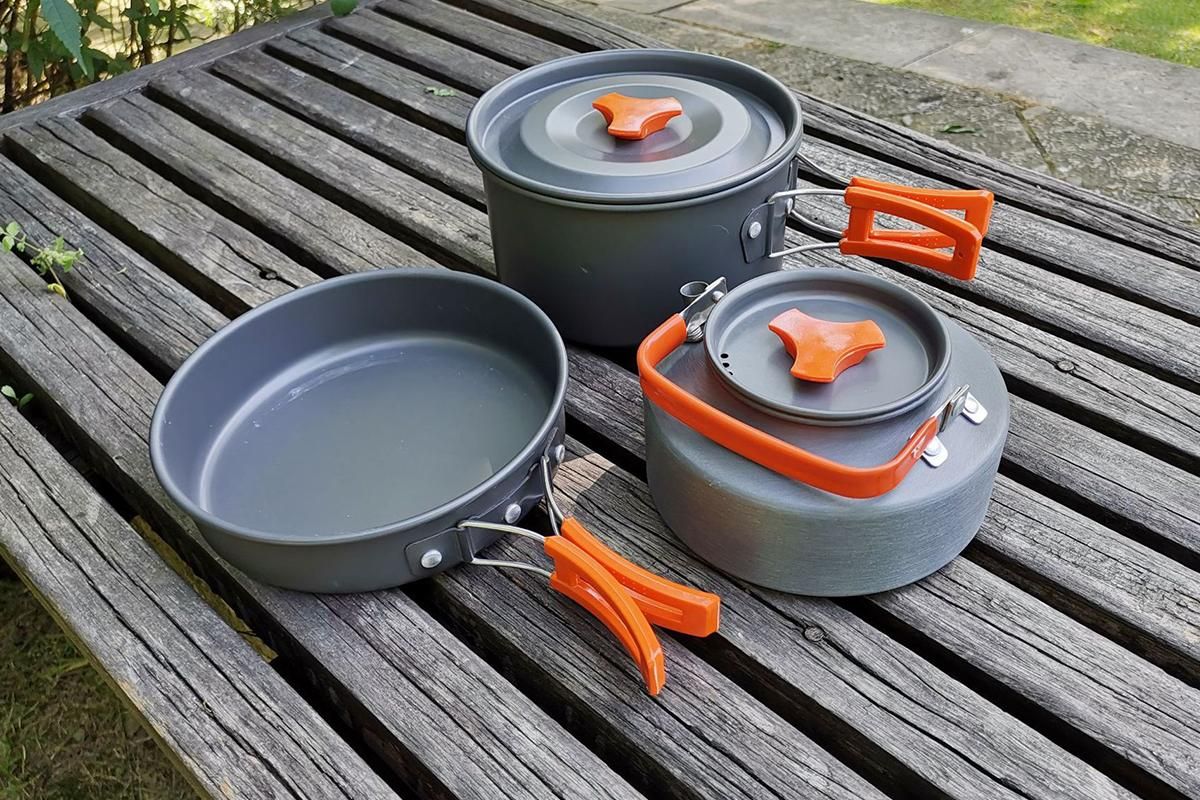 10Pcs Camping Cookware Mess Kit for Outdoor Camping Hiking Picnic -Orange - Image 5