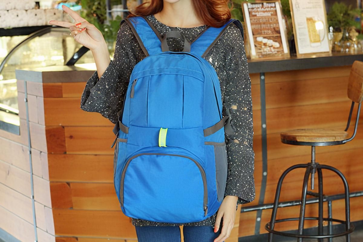 30L Ultra Lightweight Foldable Waterproof Backpack Travel Camping Hiking Outdoor Sports Bag - Blue - Image 5