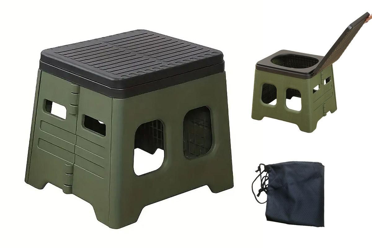 Portable Folding Toilet for Camping & Travel - Green - Image 1