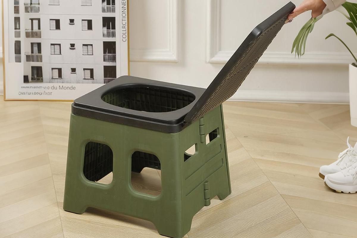 Portable Folding Toilet for Camping & Travel - Green - Image 5