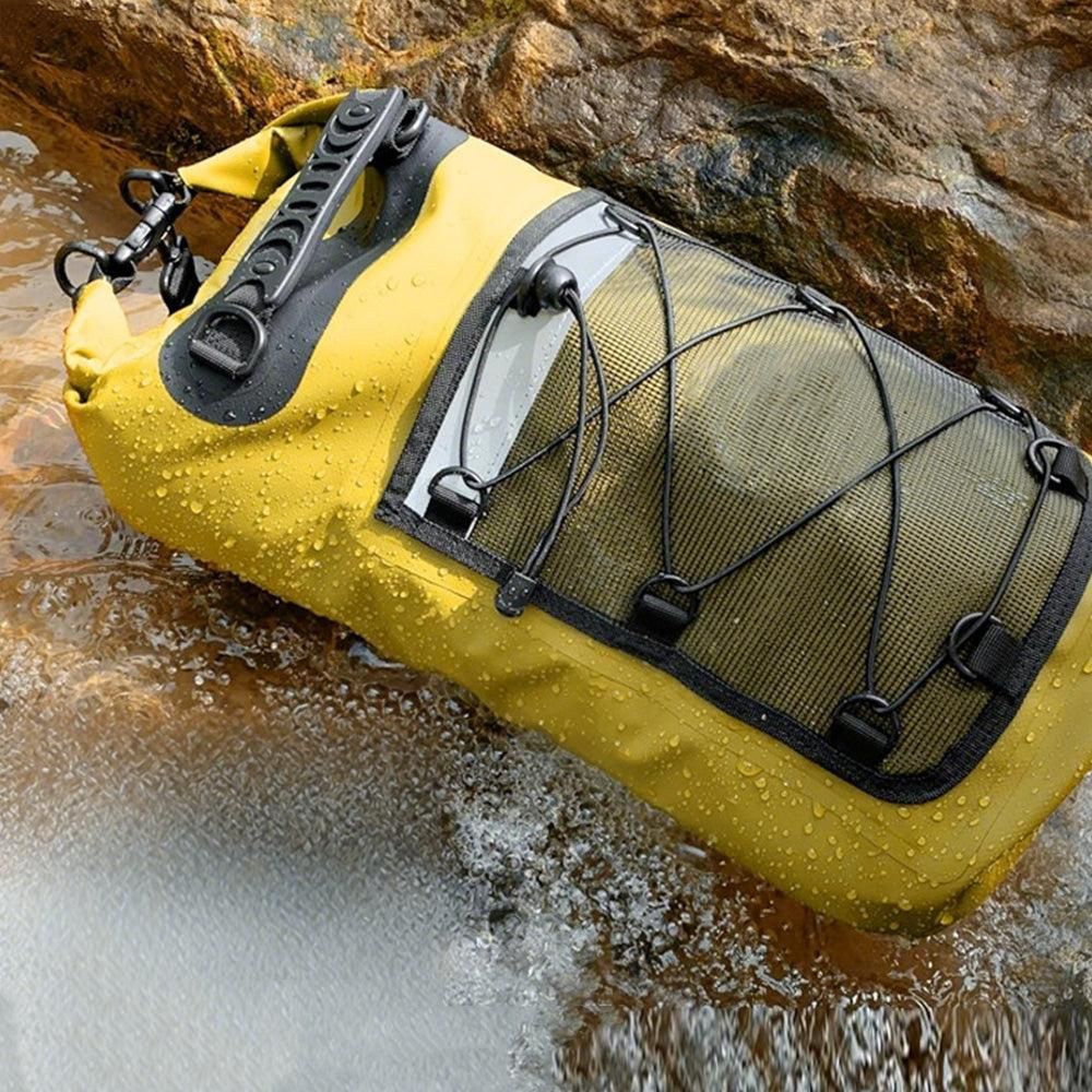 Roll-Top Backpack Dry Bag with Handle for Fishing Boating and Camping Yellow - M - Image 4