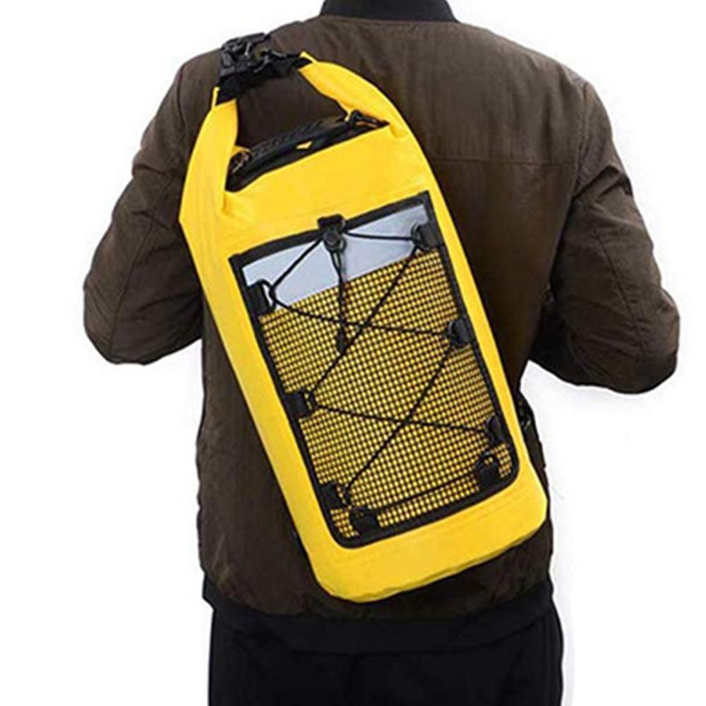 Roll-Top Backpack Dry Bag with Handle for Fishing Boating and Camping Yellow - L - Image 7