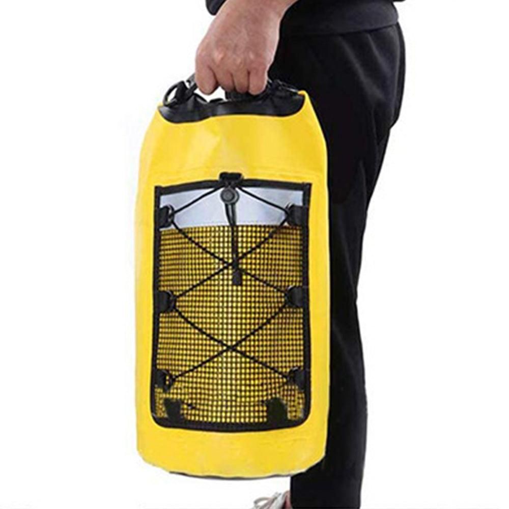 Roll-Top Backpack Dry Bag with Handle for Fishing Boating and Camping Yellow - L - Image 8