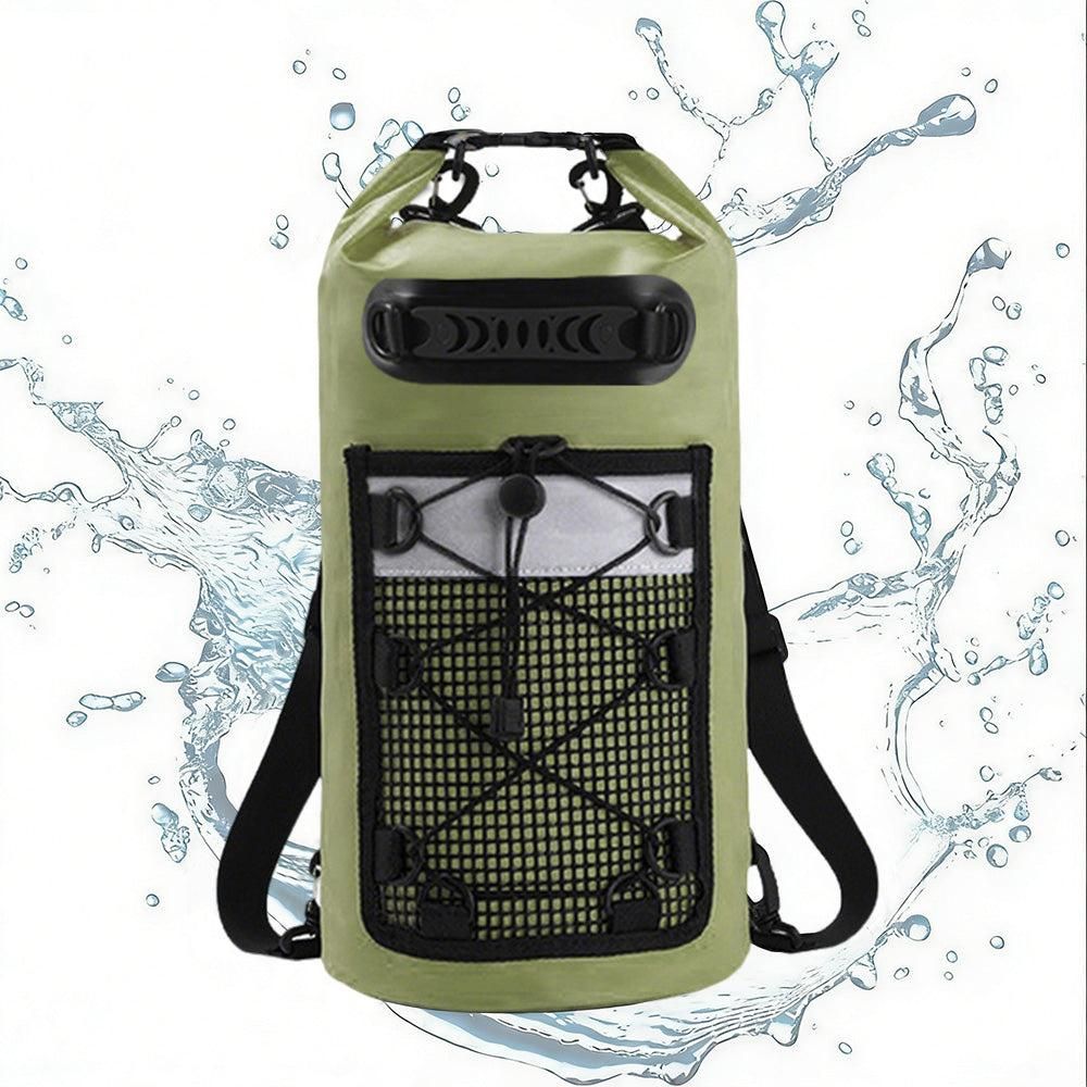 Roll-Top Backpack Dry Bag with Handle for Fishing Boating and Camping Green - M - Image 2