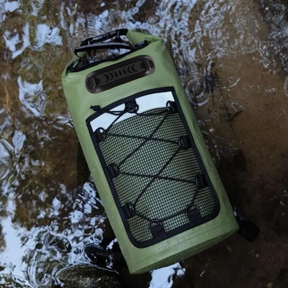 Roll-Top Backpack Dry Bag with Handle for Fishing Boating and Camping Green - M - Image 4