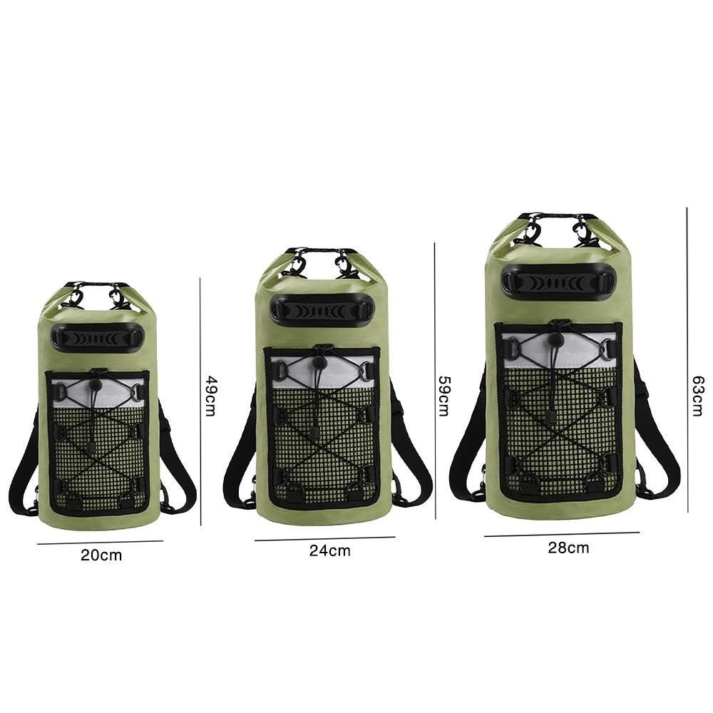 Roll-Top Backpack Dry Bag with Handle for Fishing Boating and Camping Green - M - Image 5
