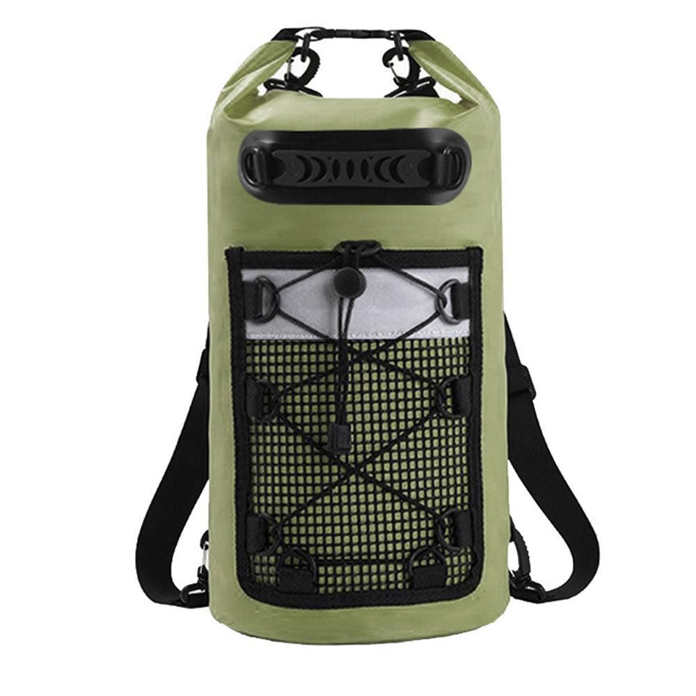 Roll-Top Backpack Dry Bag with Handle for Fishing Boating and Camping Green - L - Image 3