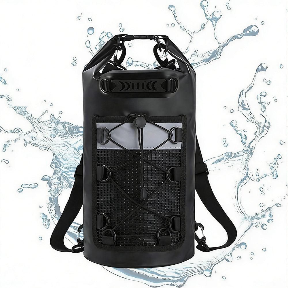 Roll-Top Backpack Dry Bag with Handle for Fishing Boating and Camping Black - M - Image 4