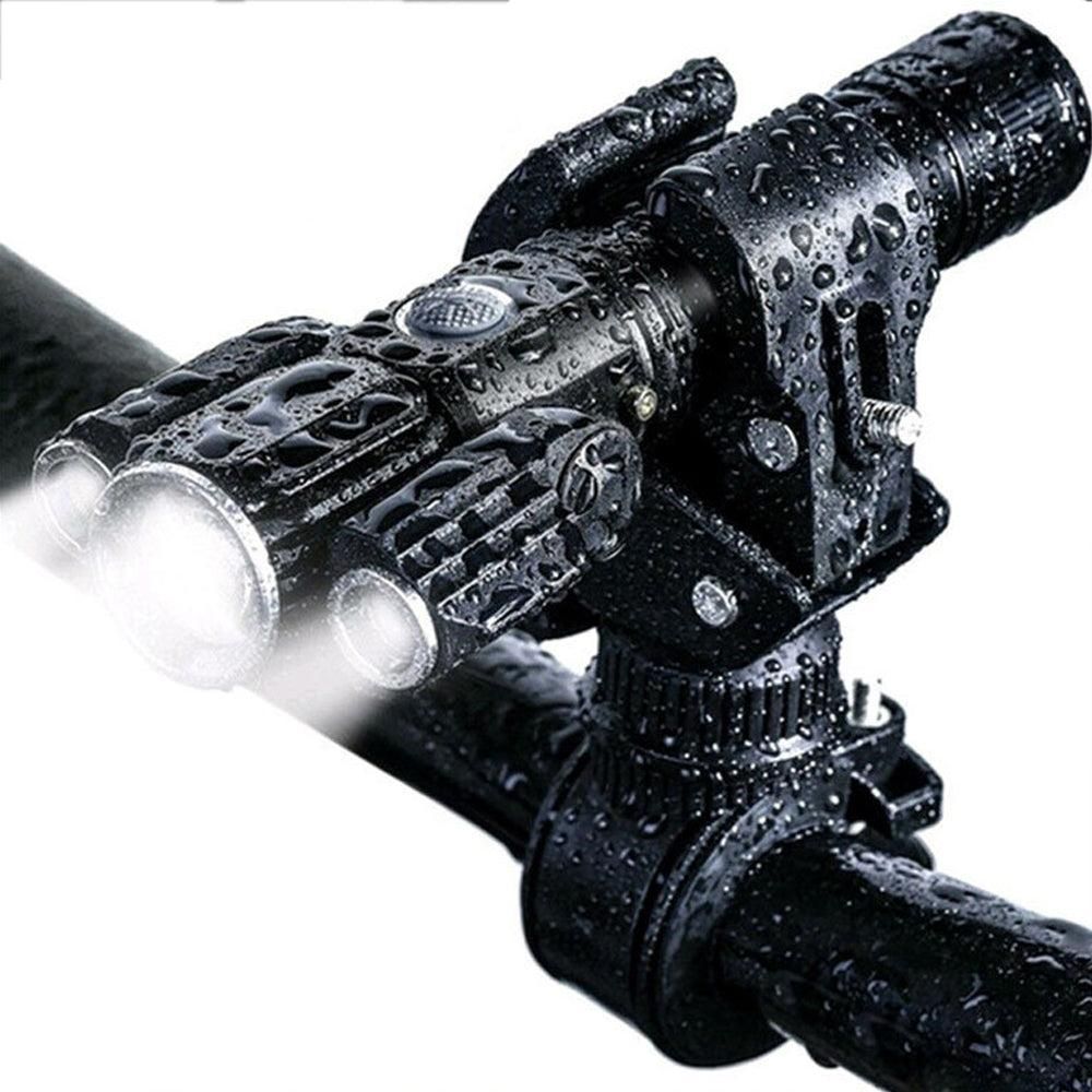 3-Head USB Rechargeable Headlight With Bracket for Night Cycling - Image 2