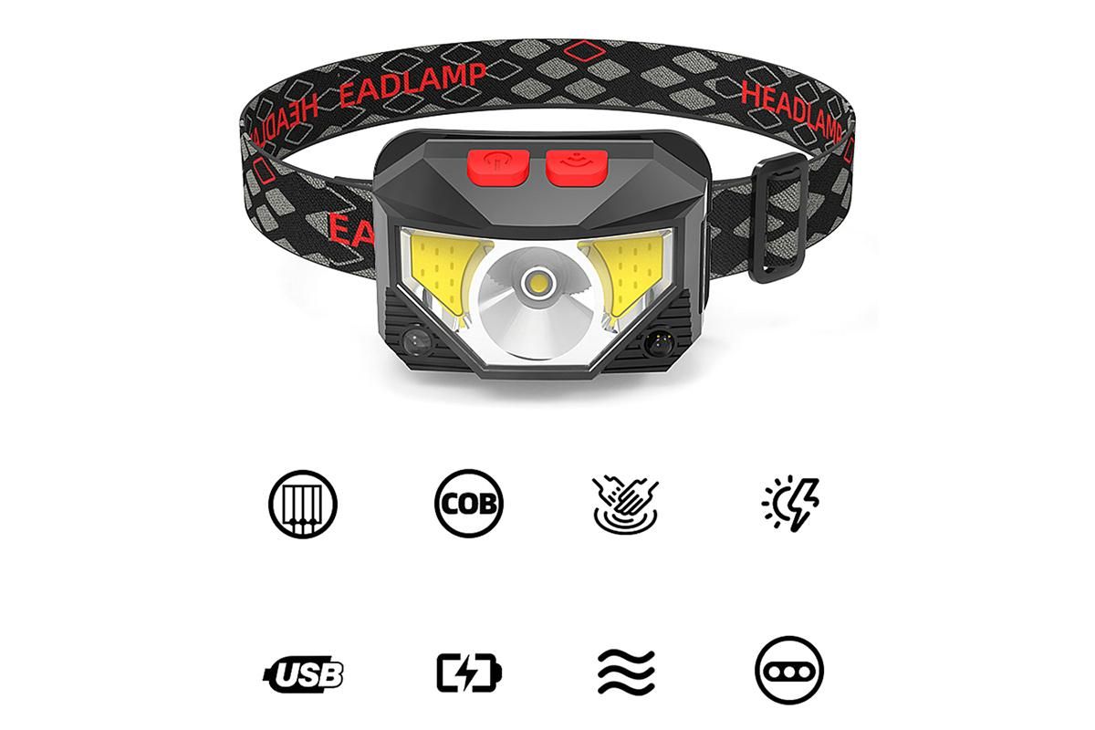 Rechargeable Motion Sensor LED Headlamp Head Torch Headlight - Image 6