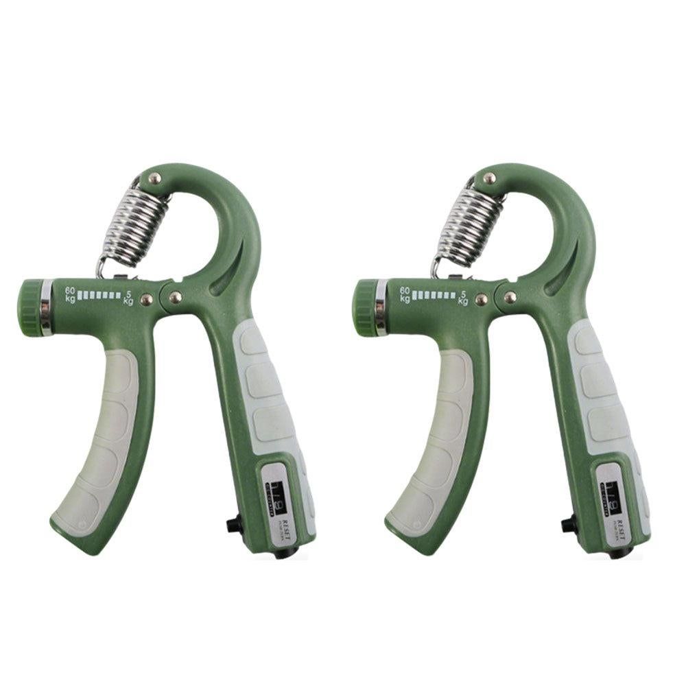 2PCS Adjustable Hand Grip Strengthener with Built-In Counter for Finger and Forearm Training Green - Image 1