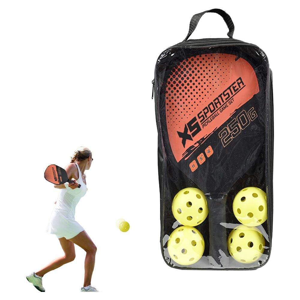 2 Wooden Sports Pickleball Paddle and 4 Pickleball Set with Carry Bag Green - Image 3