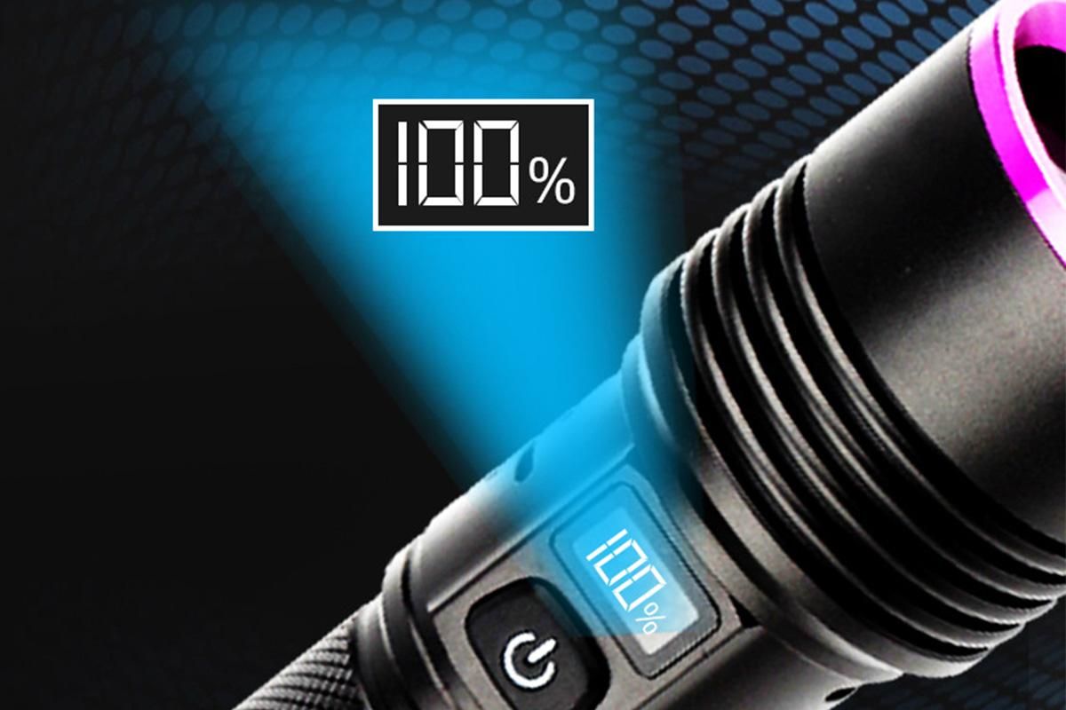 365nm Black Light UV Flashlight With LCD Display Rechargeable Torch Lamp - Image 4