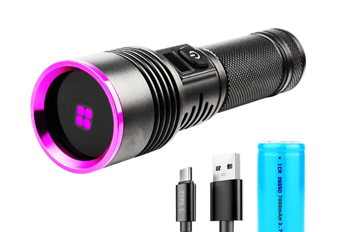 365nm Black Light UV Flashlight With LCD Display Rechargeable Torch Lamp - Image 5