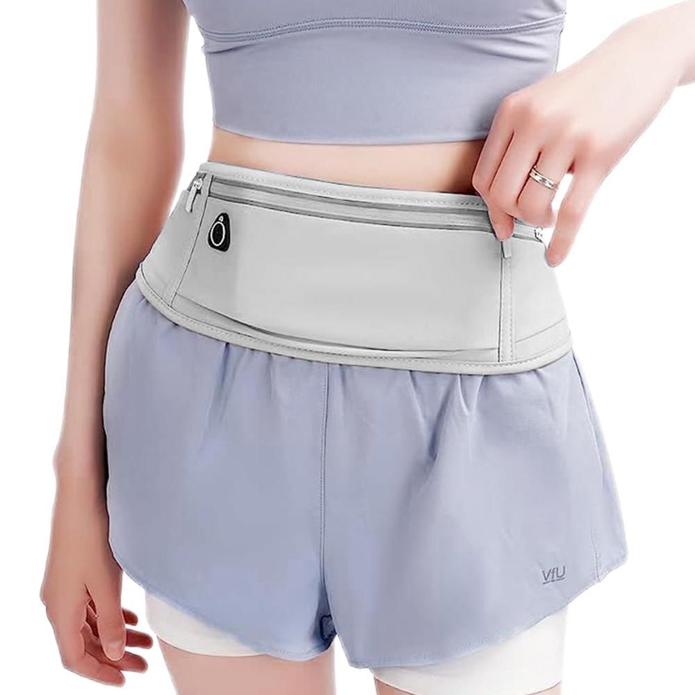 Running Belt Ultra Light Bounce Free Waist Pouch Bag Fitness Workout Belt Sport Waist Pack Exercise Waist Bag - Light Gray - Image 1