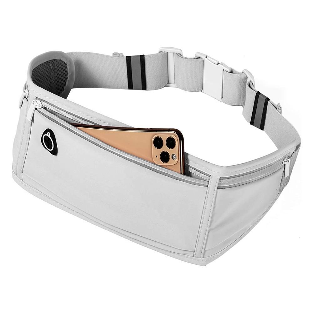 Running Belt Ultra Light Bounce Free Waist Pouch Bag Fitness Workout Belt Sport Waist Pack Exercise Waist Bag - Light Gray - Image 3
