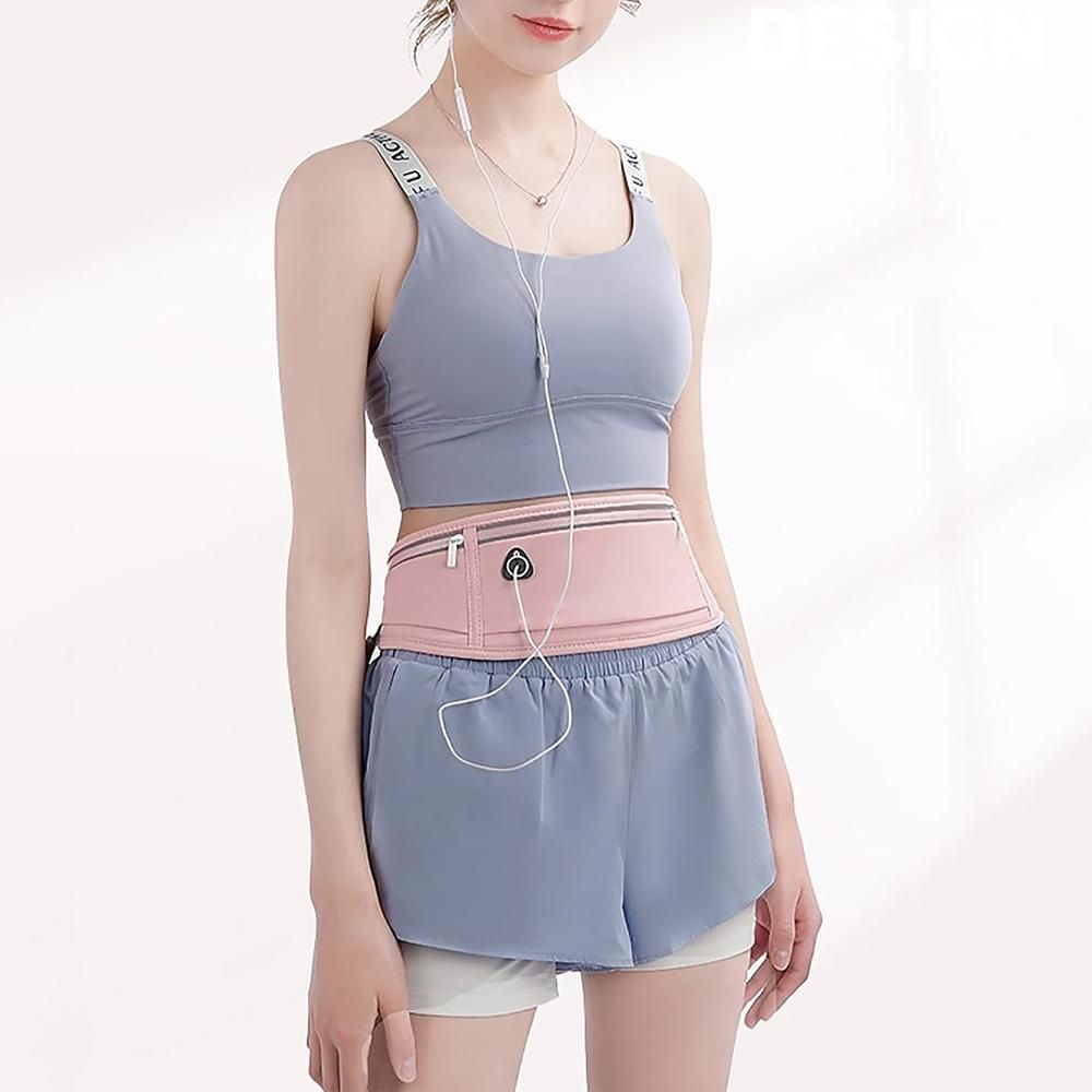 Running Belt Ultra Light Bounce Free Waist Pouch Bag Fitness Workout Belt Sport Waist Pack Exercise Waist Bag - Light Gray - Image 6